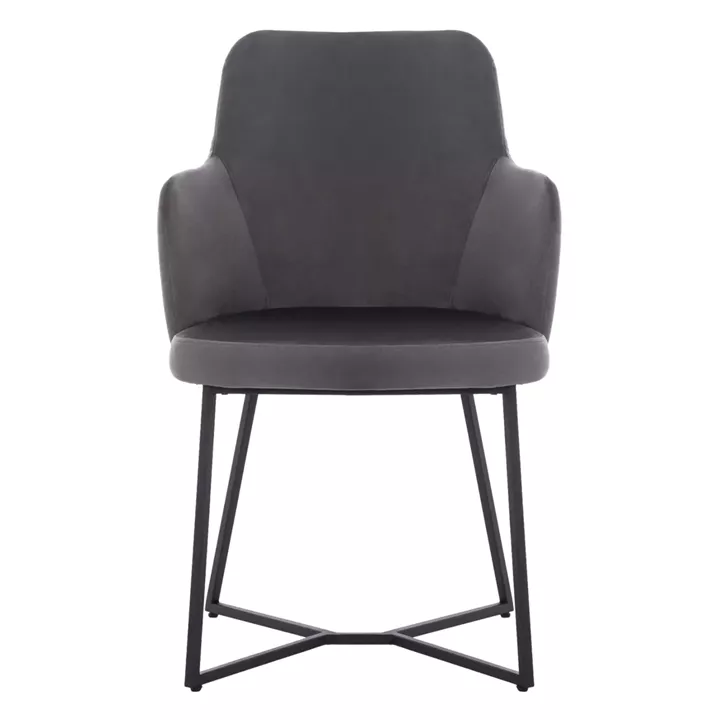ARMCHAIR “TRIANA” HM9278.01 GREY VELVET WITH BLACK METAL LEGS 57x62x87H CM.