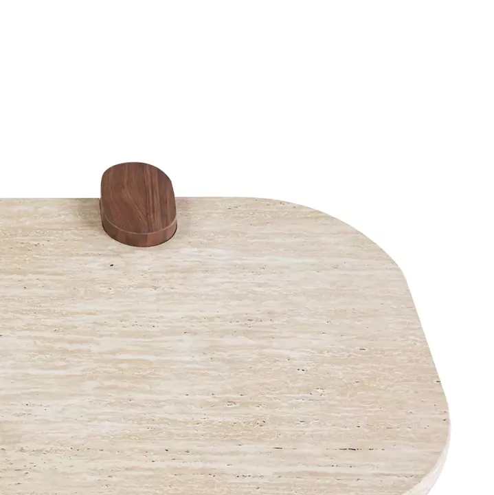 COFFEE TABLE ARDEN HM18435 MDF TOP IN TRAVERTINE STONE COLOR--MDF LEGS IN WALNUT 120x60x40Hcm.