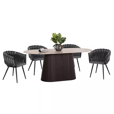 ΣΕΤ ΤΡΑΠΕΖΑΡΙΑΣ 5ΤΜΧ CATER HM12118.01 ΚΕΡΑΜΙΚΟ TOP ΟΒΑΛ--ΓΚΡΙ ΒΕΛΟΥΔΟ
