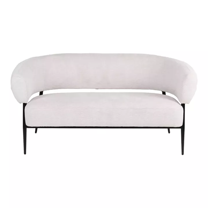 Armchair Luvina pakoworld cream fabric with black metal leg 71x145x73cm