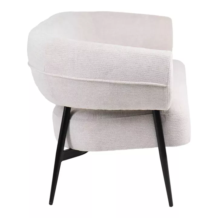 Armchair Luvina pakoworld cream fabric with black metal leg 71x145x73cm
