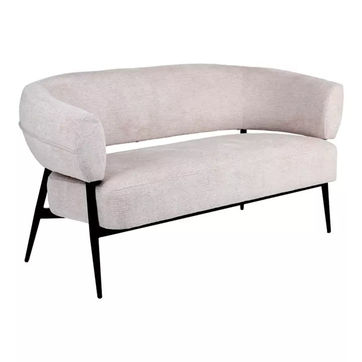 Armchair Luvina pakoworld cream fabric with black metal leg 71x145x73cm