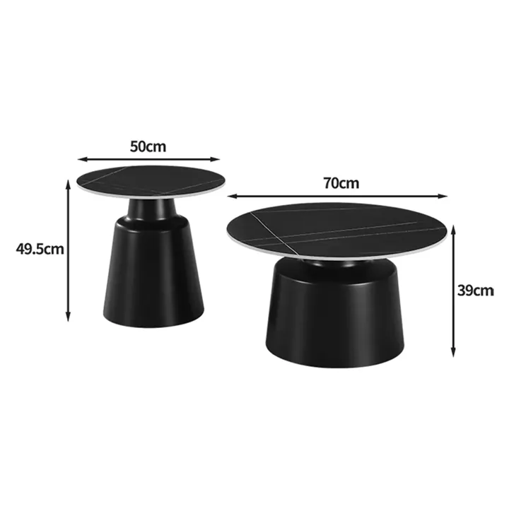 Sculpt coffee tables pakoworld set of 2 cappuccino metal-sintered stone white marble