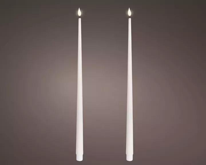 Beauty Home Κερί LED Δείπνου με Ρεαλιστική Φλόγα Λευκό Σετ 2 Τεμαχίων Ø2,2 x 42,5 cm