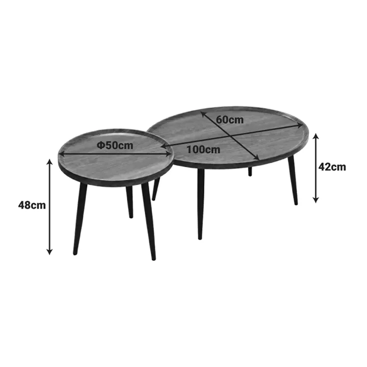 Coffee tables Jeda pakoworld 2 pieces light walnut
