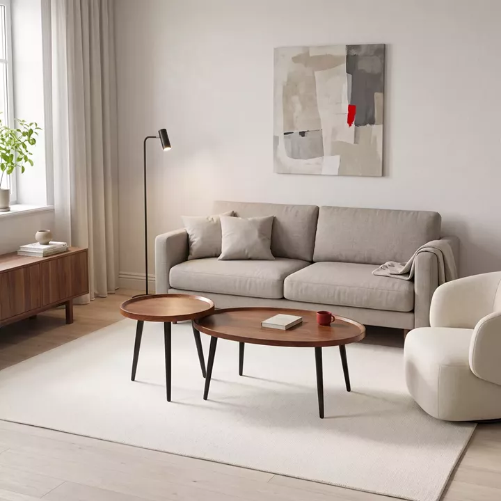 Coffee tables Jeda pakoworld 2 pieces light walnut