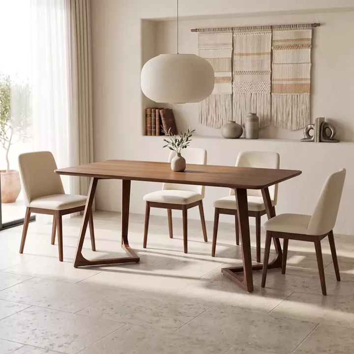 Dining table Pendra pakoworld walnut mdf with solid wood legs 150x80x75cm