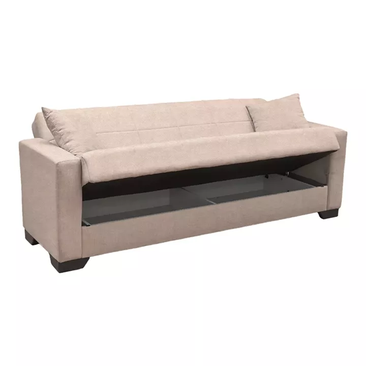 Καναπές Κρεβάτι Vox pakoworld τριθέσιος με αποθηκευτικό χώρο μπεζ ύφασμα 210x84x83εκ