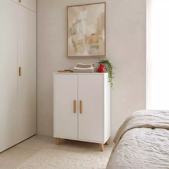 Ντουλάπι Tamera pakoworld λευκό με φυσική απόχρωση MDF 60x30x120εκ