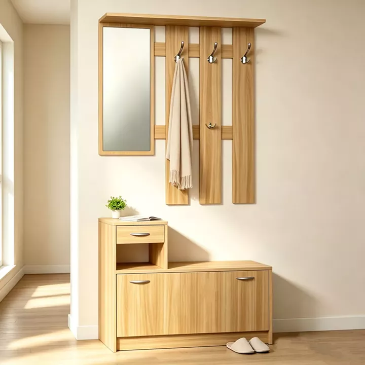 Έπιπλο εισόδου Jentia pakoworld  με καθρέπτη sonoma MDF 100x24x186εκ