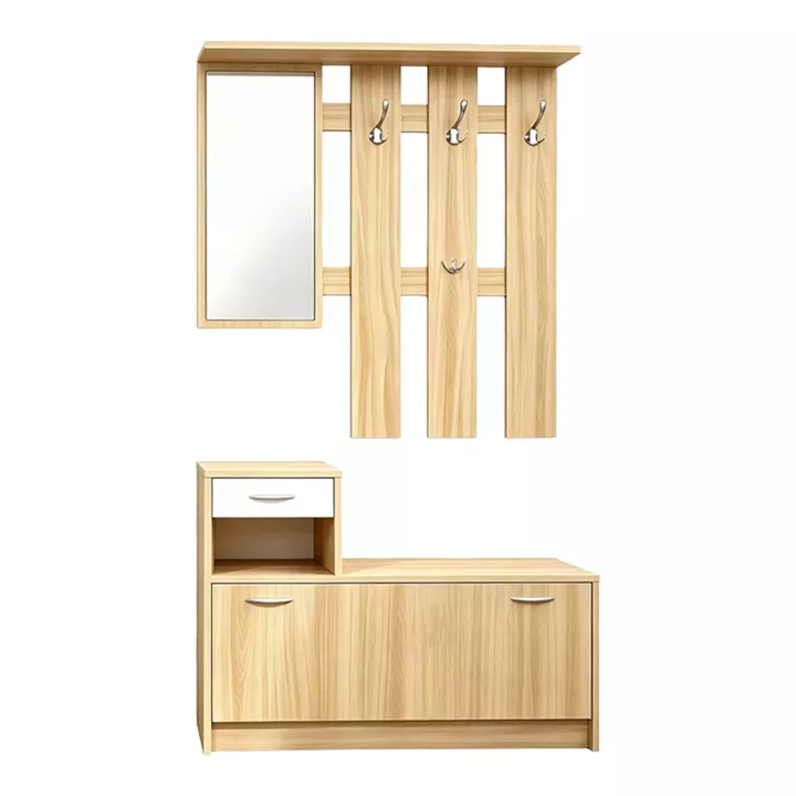 Entrance unit Jentia pakoworld with mirror sonoma with white MDF 100x24x186cm