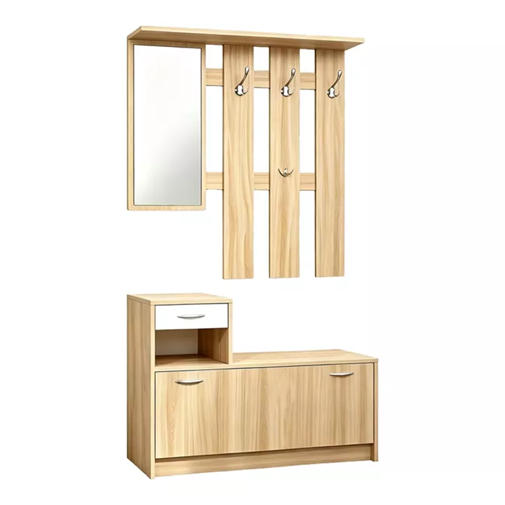 Entrance unit Jentia pakoworld with mirror sonoma with white MDF 100x24x186cm