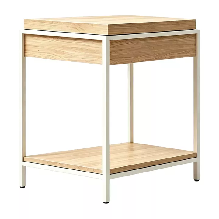 Κονσόλα Odar pakoworld με αποθηκευτικό χώρο sonoma MDF με λευκό μέταλλο 63x63x80εκ