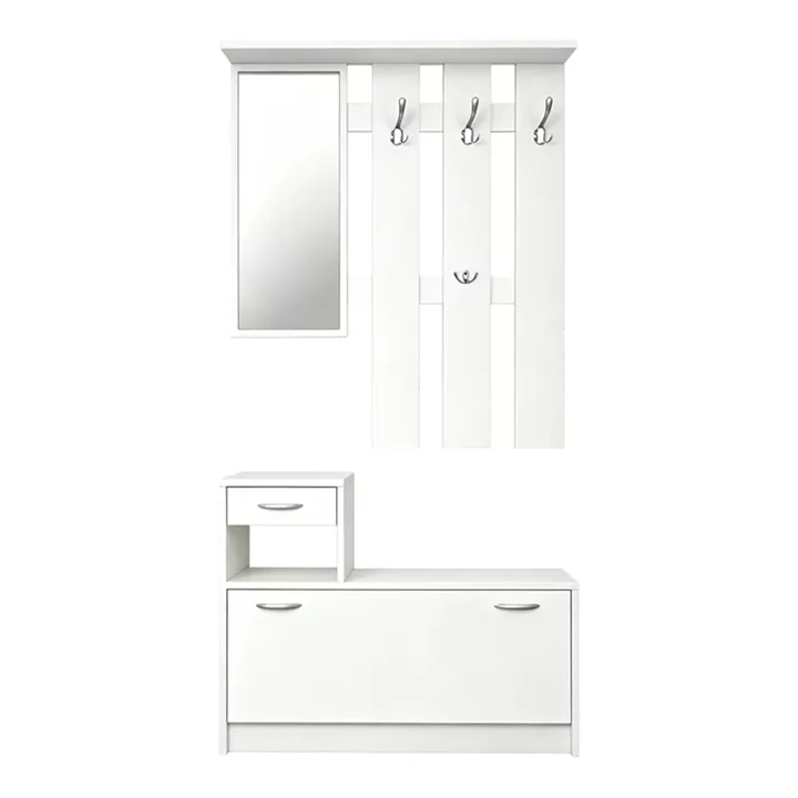Έπιπλο εισόδου Jentia pakoworld με καθρέπτη λευκό MDF 100x24x186εκ