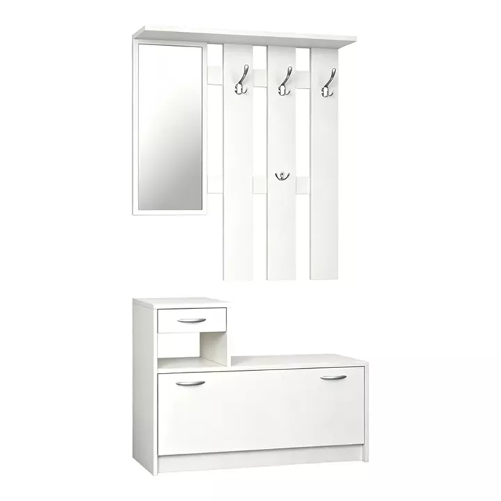 Έπιπλο εισόδου Jentia pakoworld με καθρέπτη λευκό MDF 100x24x186εκ