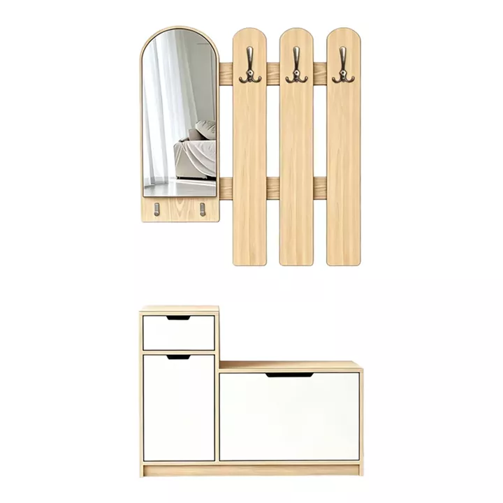 Έπιπλο εισόδου Kenty pakoworld  με καθρέπτη sonoma με λευκό MDF 100x28x110εκ