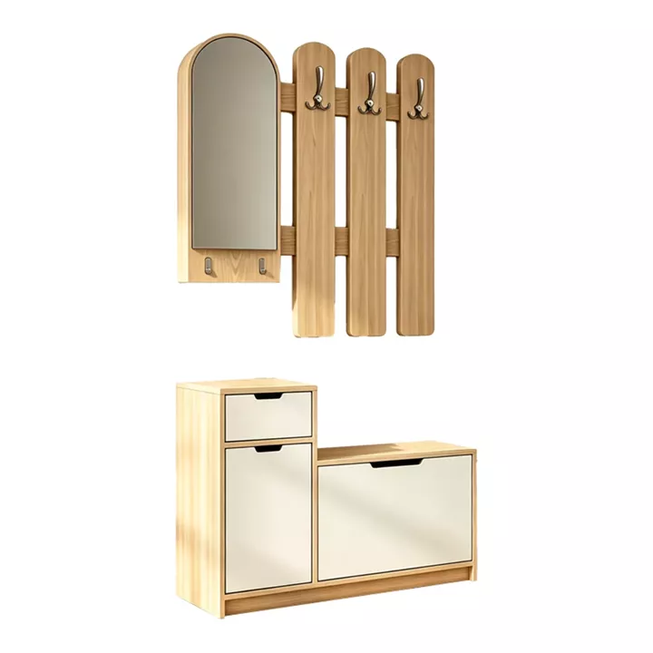 Έπιπλο εισόδου Kenty pakoworld  με καθρέπτη sonoma με λευκό MDF 100x28x110εκ