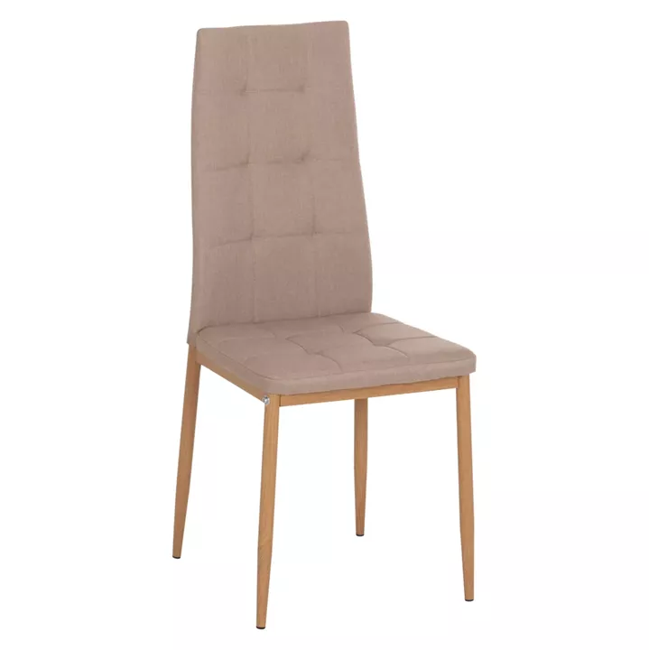 DINING CHAIR DOTER HM18405.14 BEIGE FABRIC--METAL LEGS WOOD LOOK 40x50x95Hcm