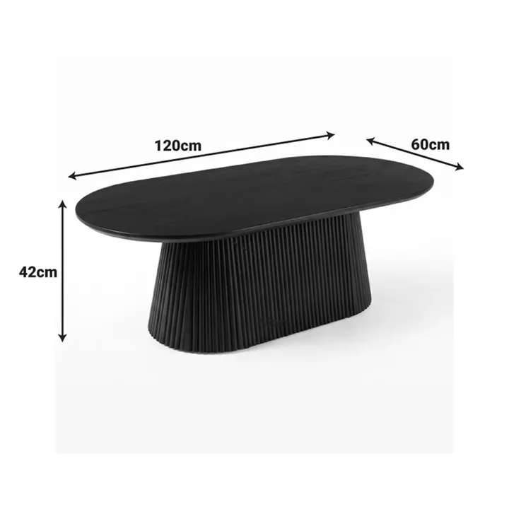 Aithra pakoworld coffee table black solid mango wood 120x60x42cm
