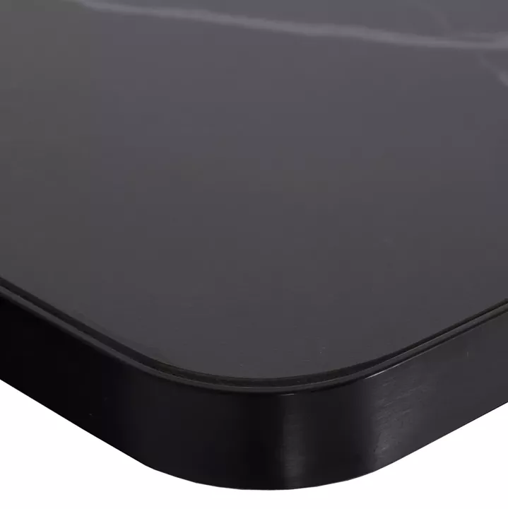 ΕΠΙΦΑΝΕΙΑ ΤΡΑΠΕΖΙΟΥ SINTERED STONE ΤΕΤΡΑΓΩΝΗ HM6654.03 ΠΛΑΙΣΙΟ ALU ΜΑΥΡΟ 70x70εκ.