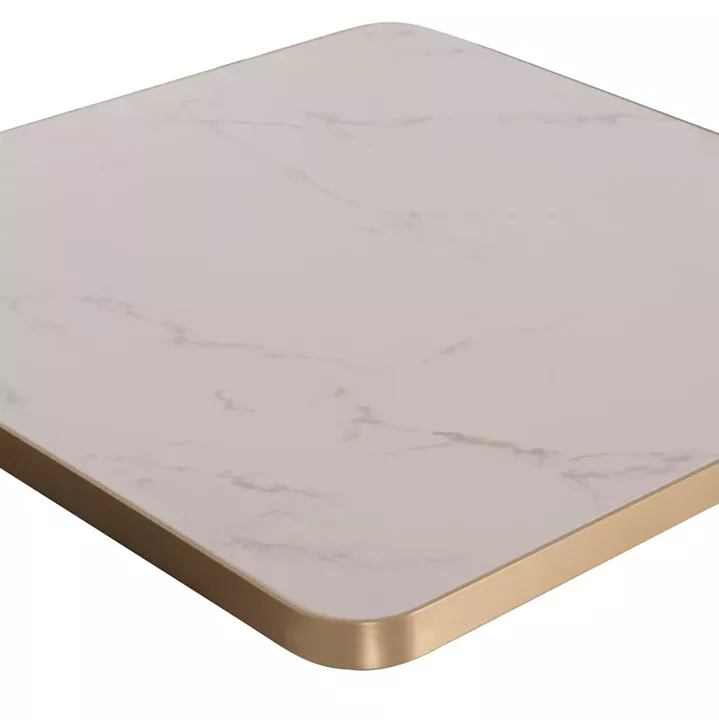 ΕΠΙΦΑΝΕΙΑ ΤΡΑΠΕΖΙΟΥ SINTERED STONE ΤΕΤΡΑΓΩΝΗ HM6655.12 ΠΛΑΙΣΙΟ ALU ΧΡΥΣΟ 80x80εκ.