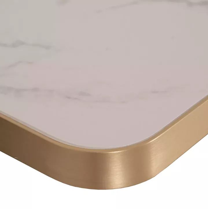 ΕΠΙΦΑΝΕΙΑ ΤΡΑΠΕΖΙΟΥ SINTERED STONE ΤΕΤΡΑΓΩΝΗ HM6655.12 ΠΛΑΙΣΙΟ ALU ΧΡΥΣΟ 80x80εκ.