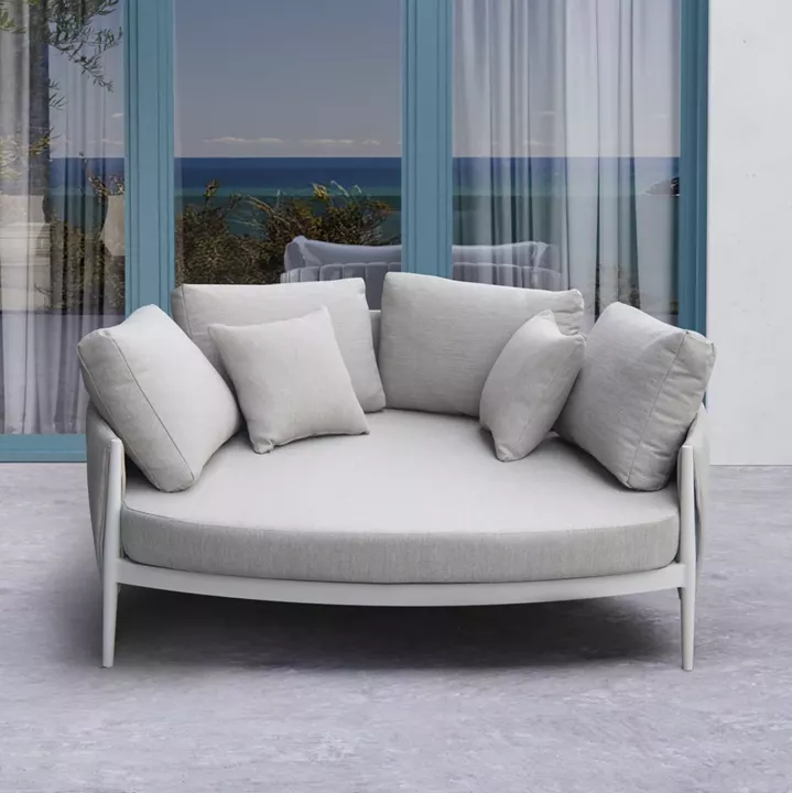 DAYBED 2ΘΕΣΙΟ MAVERICK HM6216.02 ΑΛΟΥΜΙΝΙΟ ΚΡΕΜ-ΜΠΕΖ OLEFIN & STRAPS 164x144x70Υ