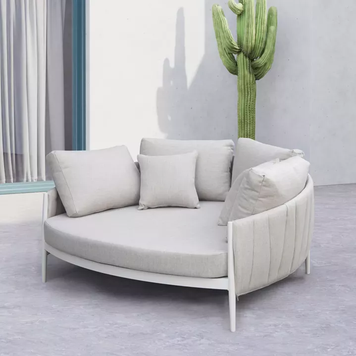 DAYBED 2ΘΕΣΙΟ MAVERICK HM6216.02 ΑΛΟΥΜΙΝΙΟ ΚΡΕΜ-ΜΠΕΖ OLEFIN & STRAPS 164x144x70Υ