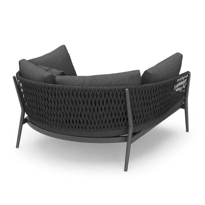DAYBED 2ΘΕΣΙΟ ΣΕΙΡΑ CAMELLIA HM6217.01 ΣΚΟΥΡΟ ΓΚΡΙ ΑΛΟΥΜΙΝΙΟ-P.E.ΣΧΟΙΝΙ-OLEFIN 164x144x70Υεκ.
