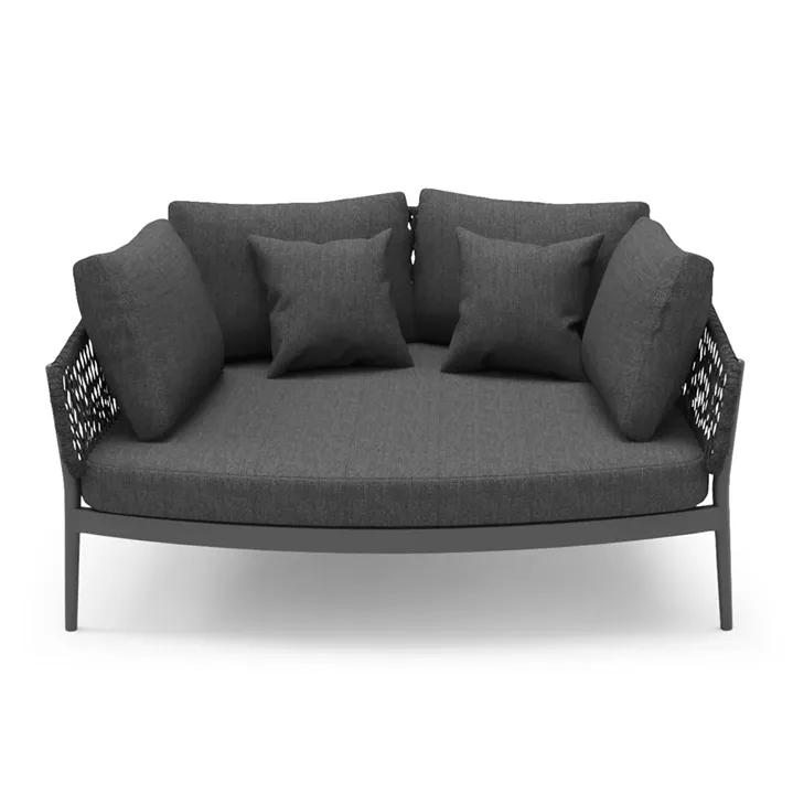 DAYBED 2ΘΕΣΙΟ ΣΕΙΡΑ CAMELLIA HM6217.01 ΣΚΟΥΡΟ ΓΚΡΙ ΑΛΟΥΜΙΝΙΟ-P.E.ΣΧΟΙΝΙ-OLEFIN 164x144x70Υεκ.