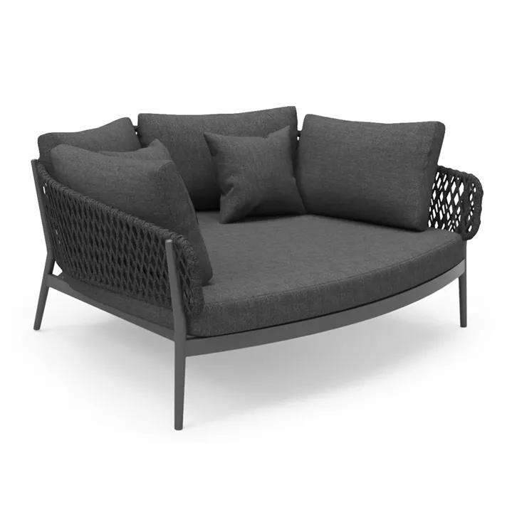 DAYBED 2ΘΕΣΙΟ ΣΕΙΡΑ CAMELLIA HM6217.01 ΣΚΟΥΡΟ ΓΚΡΙ ΑΛΟΥΜΙΝΙΟ-P.E.ΣΧΟΙΝΙ-OLEFIN 164x144x70Υεκ.