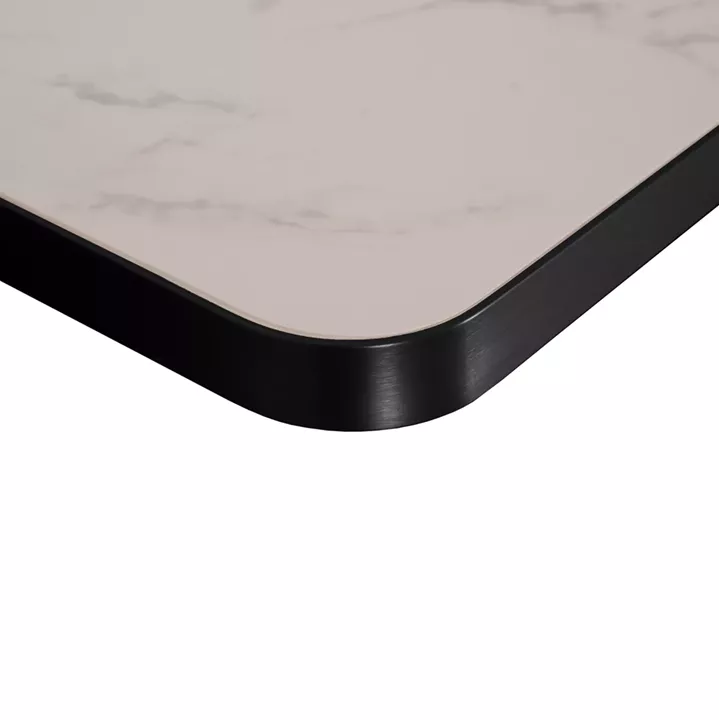 ΕΠΙΦΑΝΕΙΑ ΤΡΑΠΕΖΙΟΥ SINTERED STONE ΤΕΤΡΑΓΩΝΗ HM6654.02 ΠΛΑΙΣΙΟ ALU ΜΑΥΡΟ 70x70εκ.