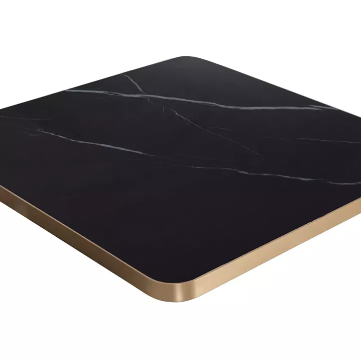 ΕΠΙΦΑΝΕΙΑ ΤΡΑΠΕΖΙΟΥ SINTERED STONE ΤΕΤΡΑΓΩΝΗ HM6655.13 ΠΛΑΙΣΙΟ ALU ΧΡΥΣΟ 80x80εκ.