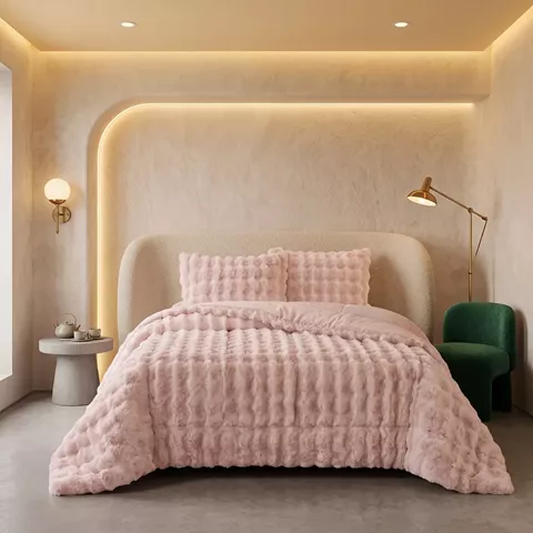 Beauty Home Κουβερτοπάπλωμα γούνινο μονό Art 12664 160x240 Ροζ