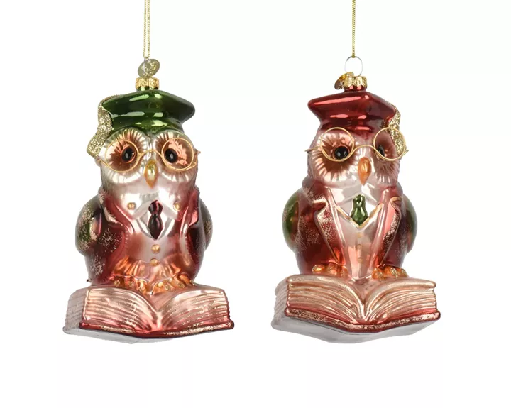 Beauty Home Στολίδι Κουκουβάγια Γυάλινη με Γυαλιά 13 cm      