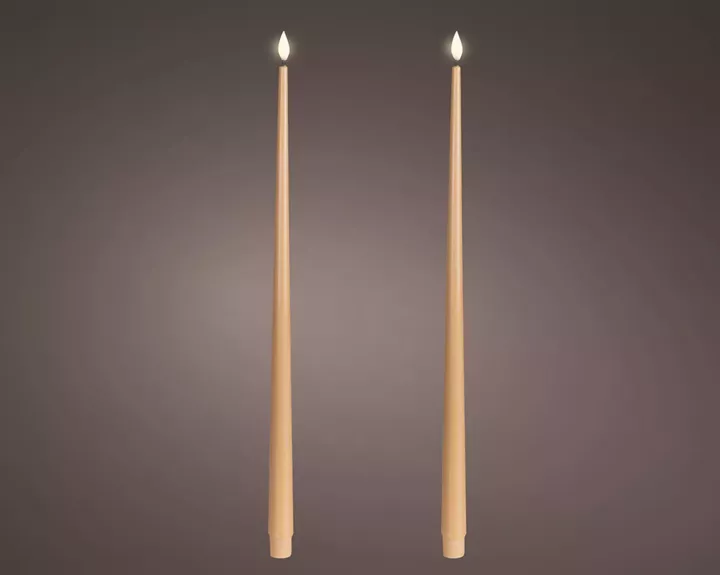 Beauty Home Κερί LED με Ρεαλιστική Φλόγα Καφέ Σετ 2 Τεμ. Ø2,2 x 42,5 cm