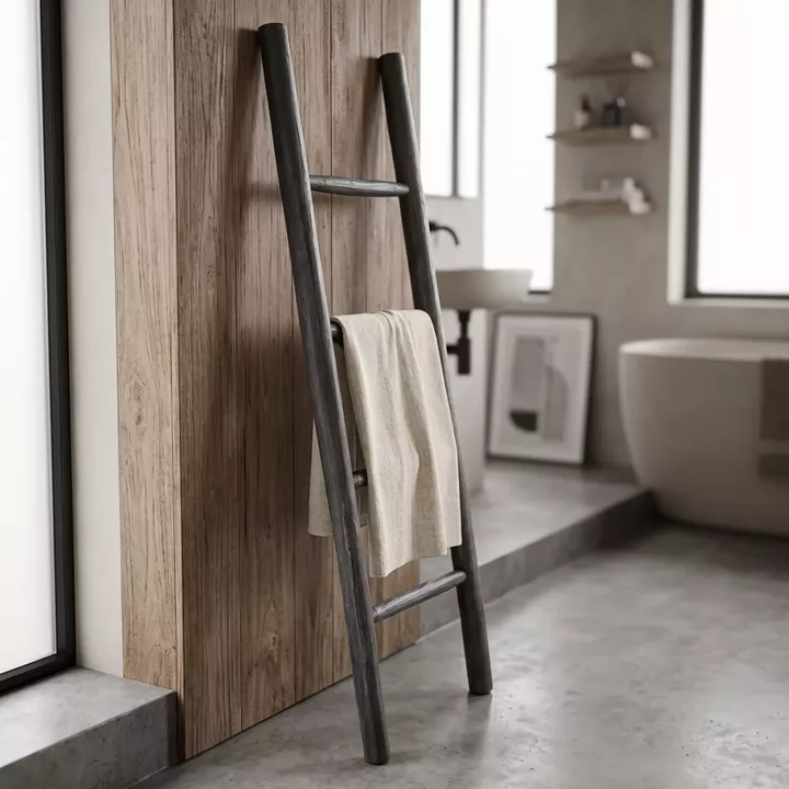 Σκάλα Morjeve pakoworld μαύρο teak ξύλο 45x6x150εκ