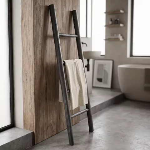 Σκάλα Morjeve pakoworld μαύρο teak ξύλο 45x6x150εκ