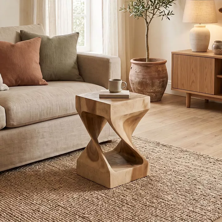 Stool Table Cabair pakoworld suar wood in natural shade 30x30x46cm