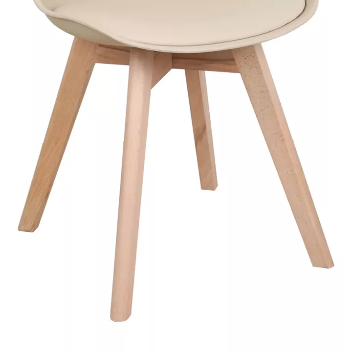 Chair Gaston pakoworld PP and PU color taupe with wooden legs in natural finish 43x51x75cm