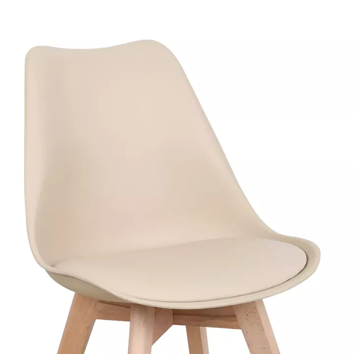 Chair Gaston pakoworld PP and PU color taupe with wooden legs in natural finish 43x51x75cm