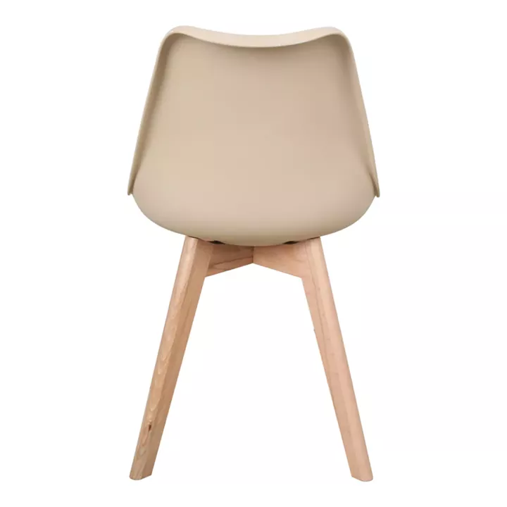 Chair Gaston pakoworld PP and PU color taupe with wooden legs in natural finish 43x51x75cm