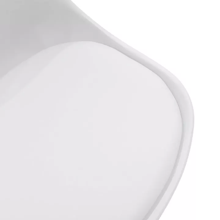Chair Gaston pakoworld PP and PU color white with wooden legs in natural finish 43x51x75cm