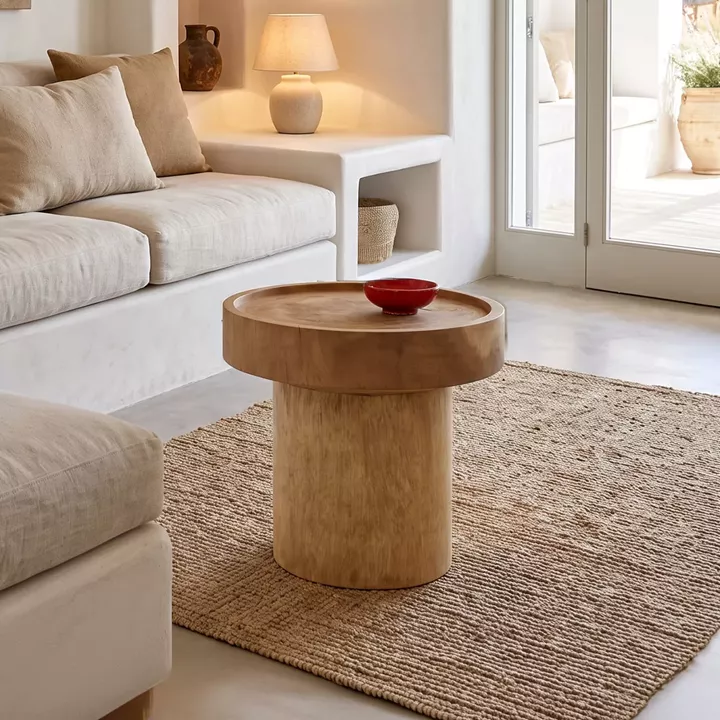 Side table Orbina pakoworld suar wood in natural shade D50x50cm