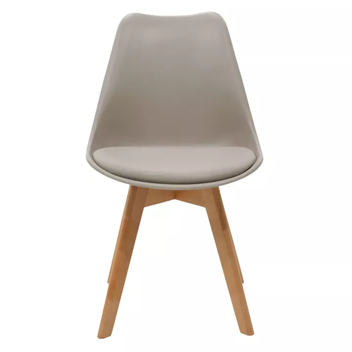 Chair Gaston pakoworld PP and PU color grey with wooden legs in natural finish 43x51x75cm