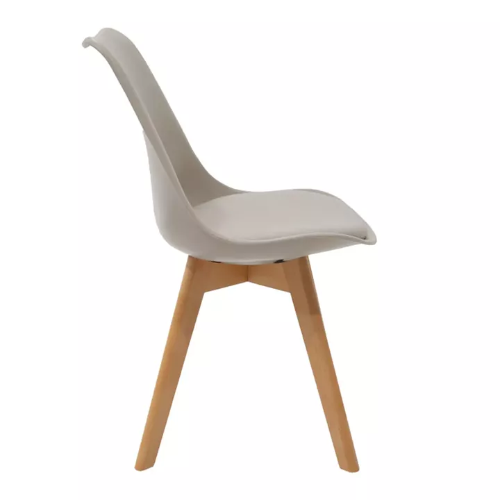Chair Gaston pakoworld PP and PU color grey with wooden legs in natural finish 43x51x75cm