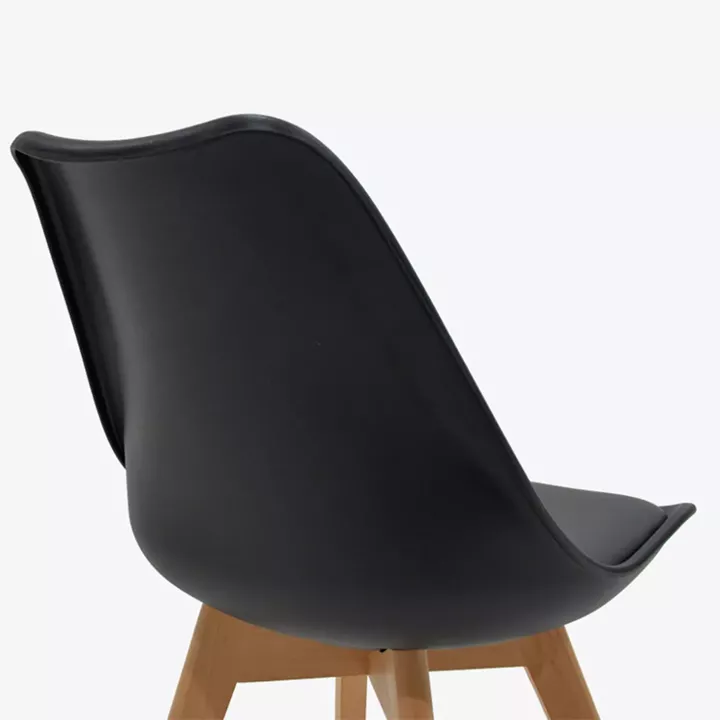 Chair Gaston pakoworld PP and PU color black with wooden legs in natural finish 43x51x75cm