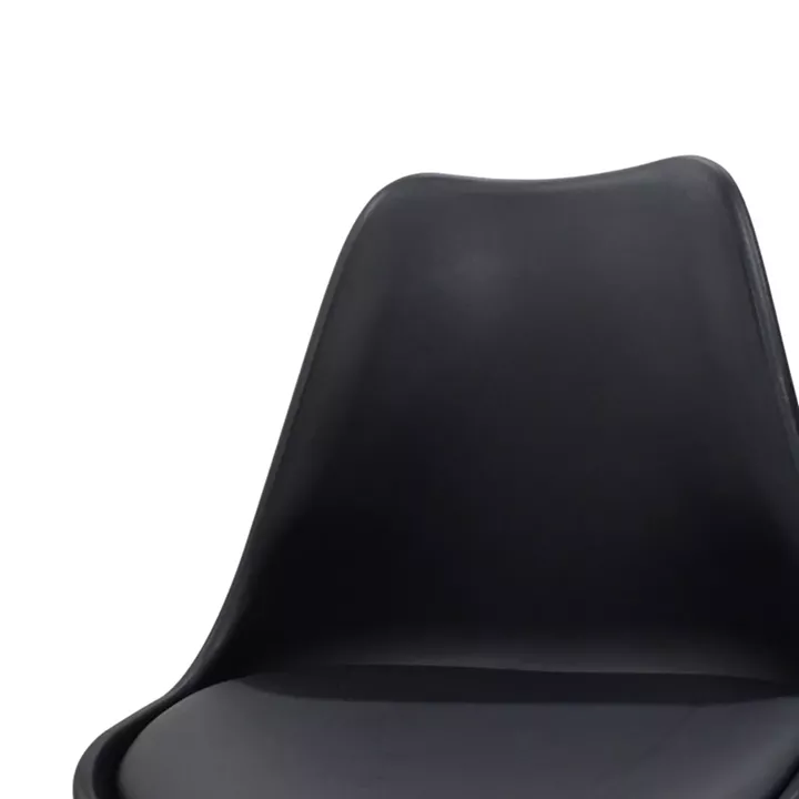 Chair Gaston pakoworld PP and PU color black with wooden legs in natural finish 43x51x75cm