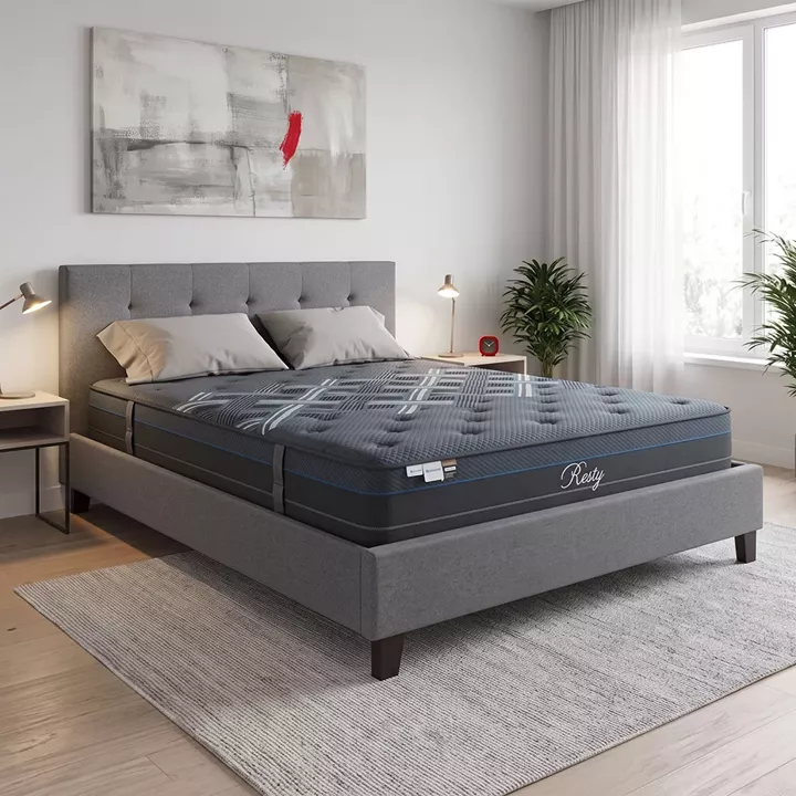 Bed with mattress Mago-Resty pakoworld fabric charcoal gray 160x200cm
