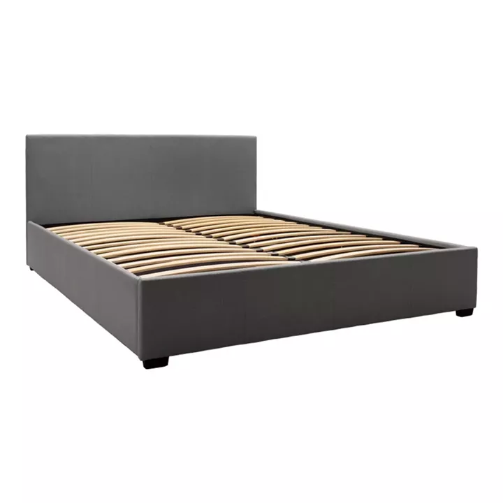 Bed with mattress and storage space Norse-Resty pakoworld fabric charcoal gray 160x200cm